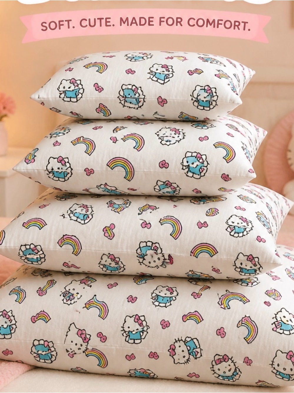 Hello Kitty White Rainbow Purse Pillow Set (4pcs) - Picture 2 of 2